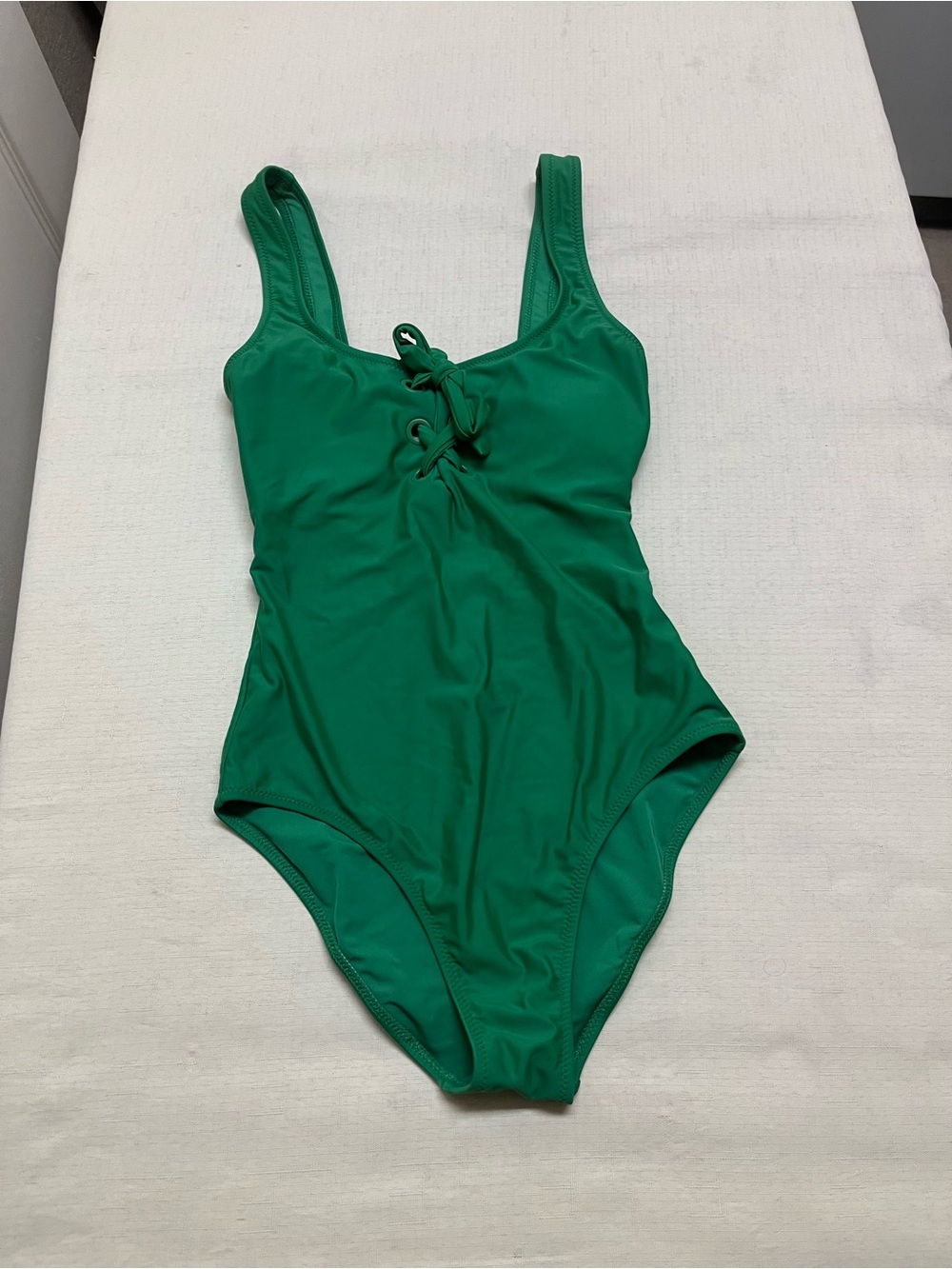 Aerie XS green neck lace up swimsuit - Picture 3 of 11
